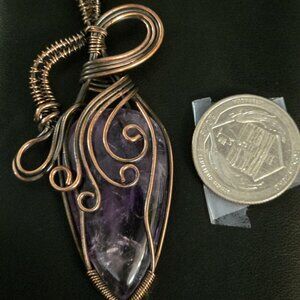 Amethyst Copper Wrapped Pendent